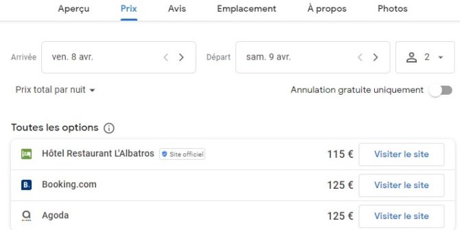 Google hotel référencement