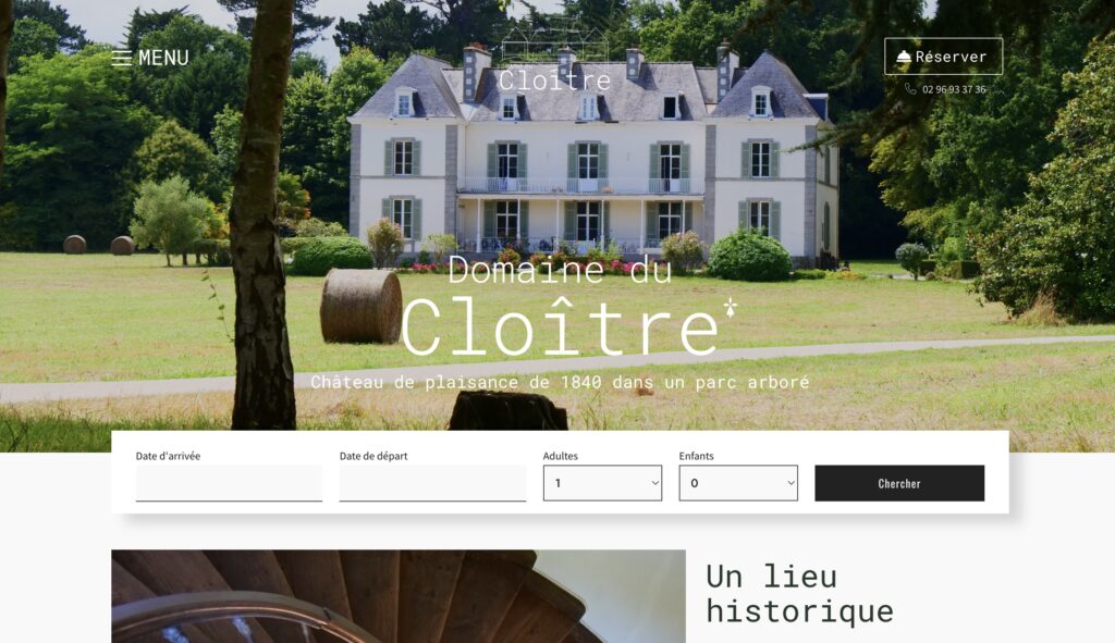 Exemple site Internet maison d'hôtes domaine