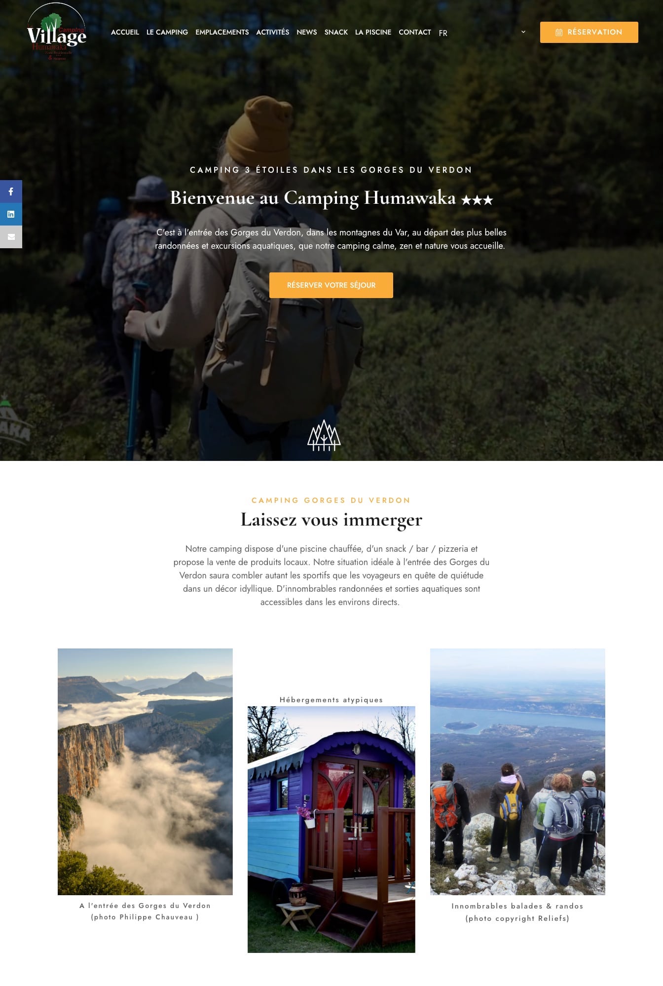 Website design for a nature campsite