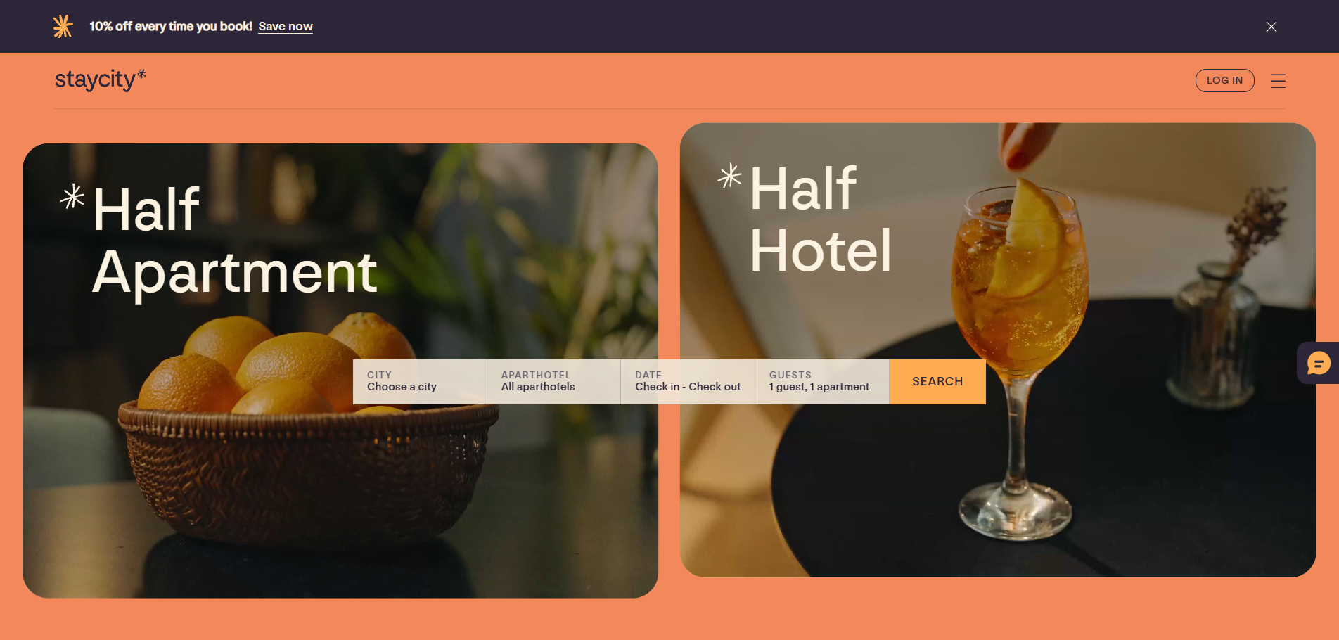 ejemplos de sitios web de hoteles-apartamentos: .staycity.com