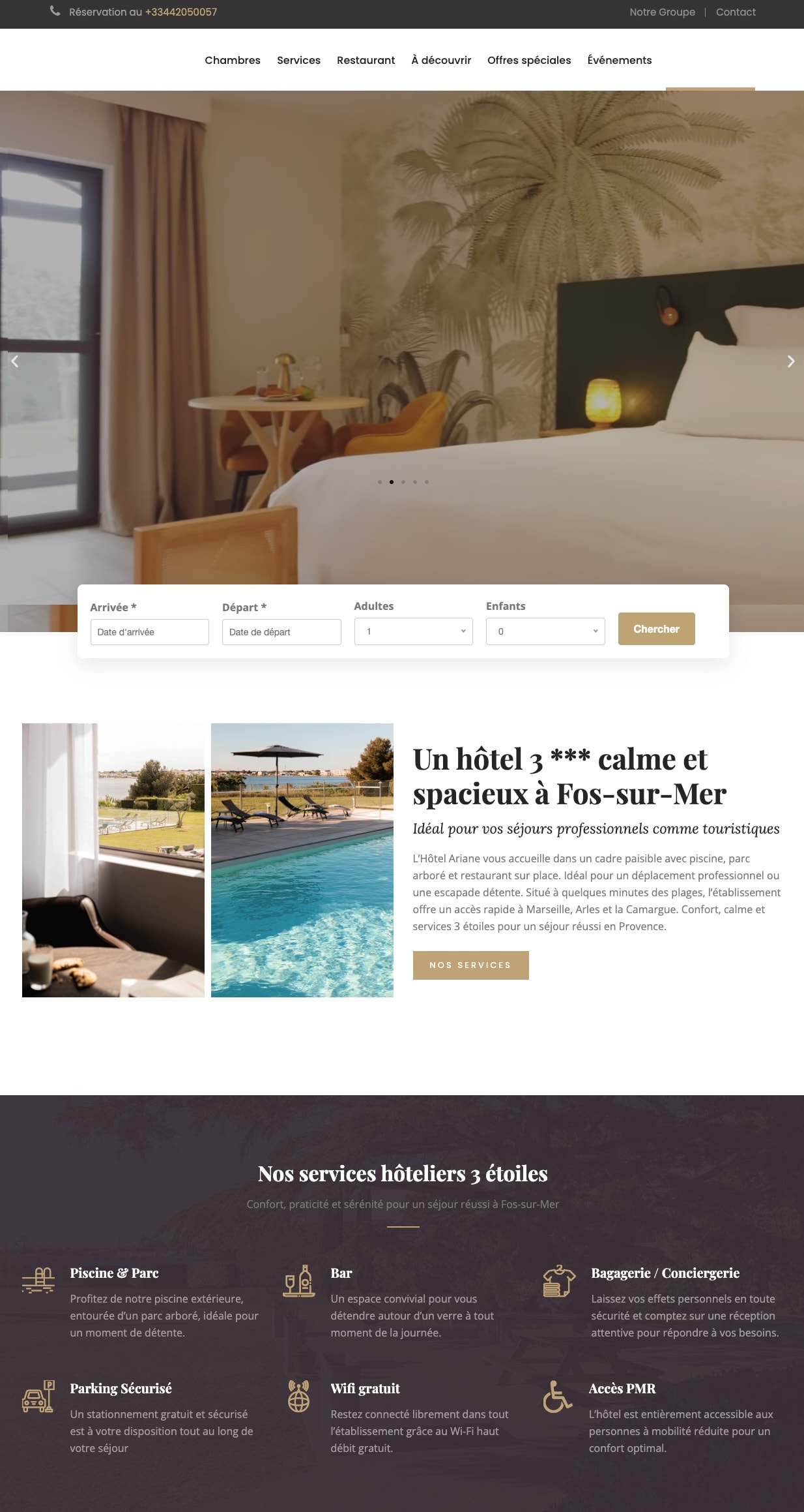 Ariane Hôtel Fos-sur-Mer - web design three-star hotel