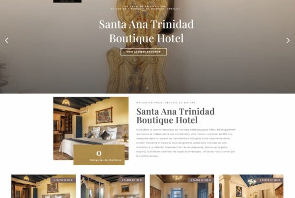 Photo de la page d’accueil du Santa Ana Trinidad Boutique Hotel – création site guest house